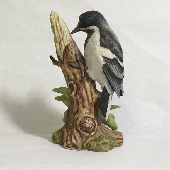 Andrea By Sadek Downy Woodpecker Porcelain with Removable Wooden Base  #9386 - Picture 2 of 14